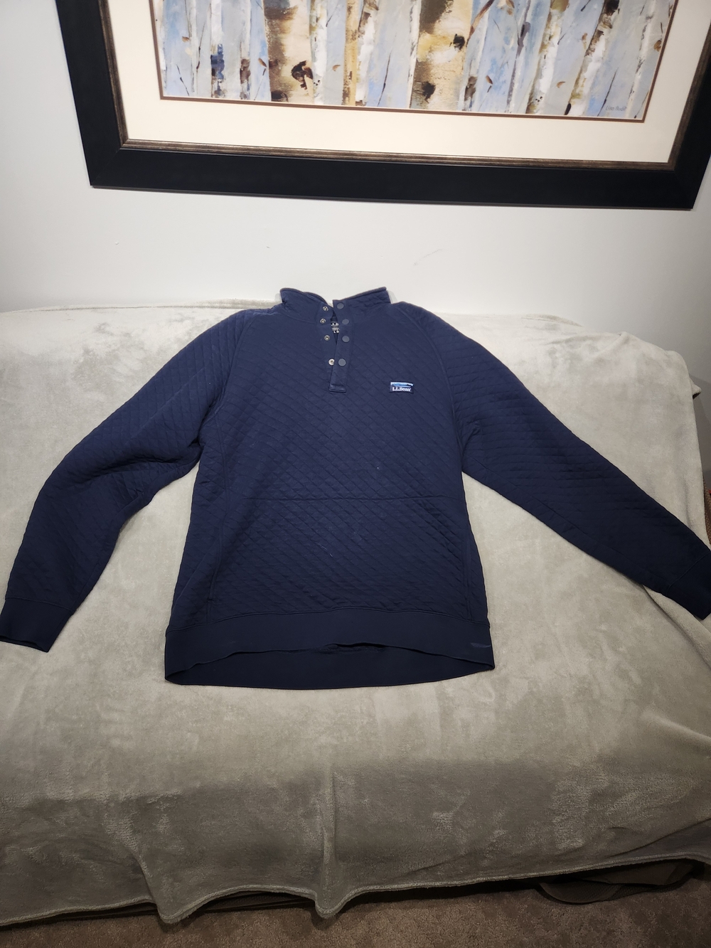 Men's Navy Quilted Henley Pullover